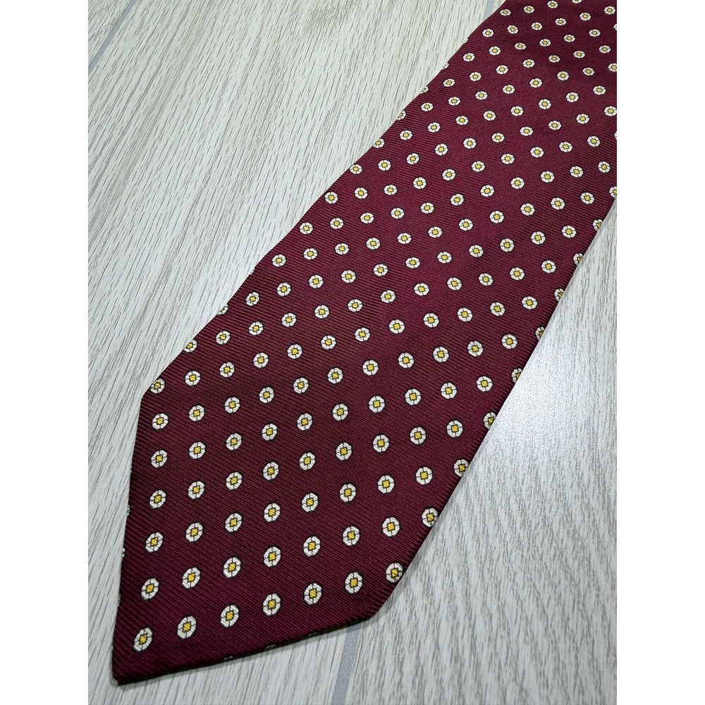 Brooks Brothers Tie Mens One Size Red 100% Silk Pointed Floral Woven USA